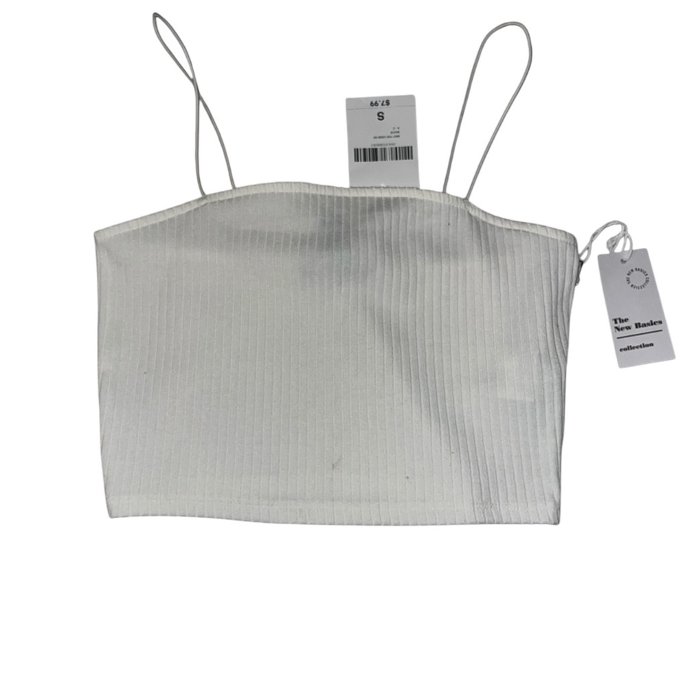 New White Ribbed Women's Top